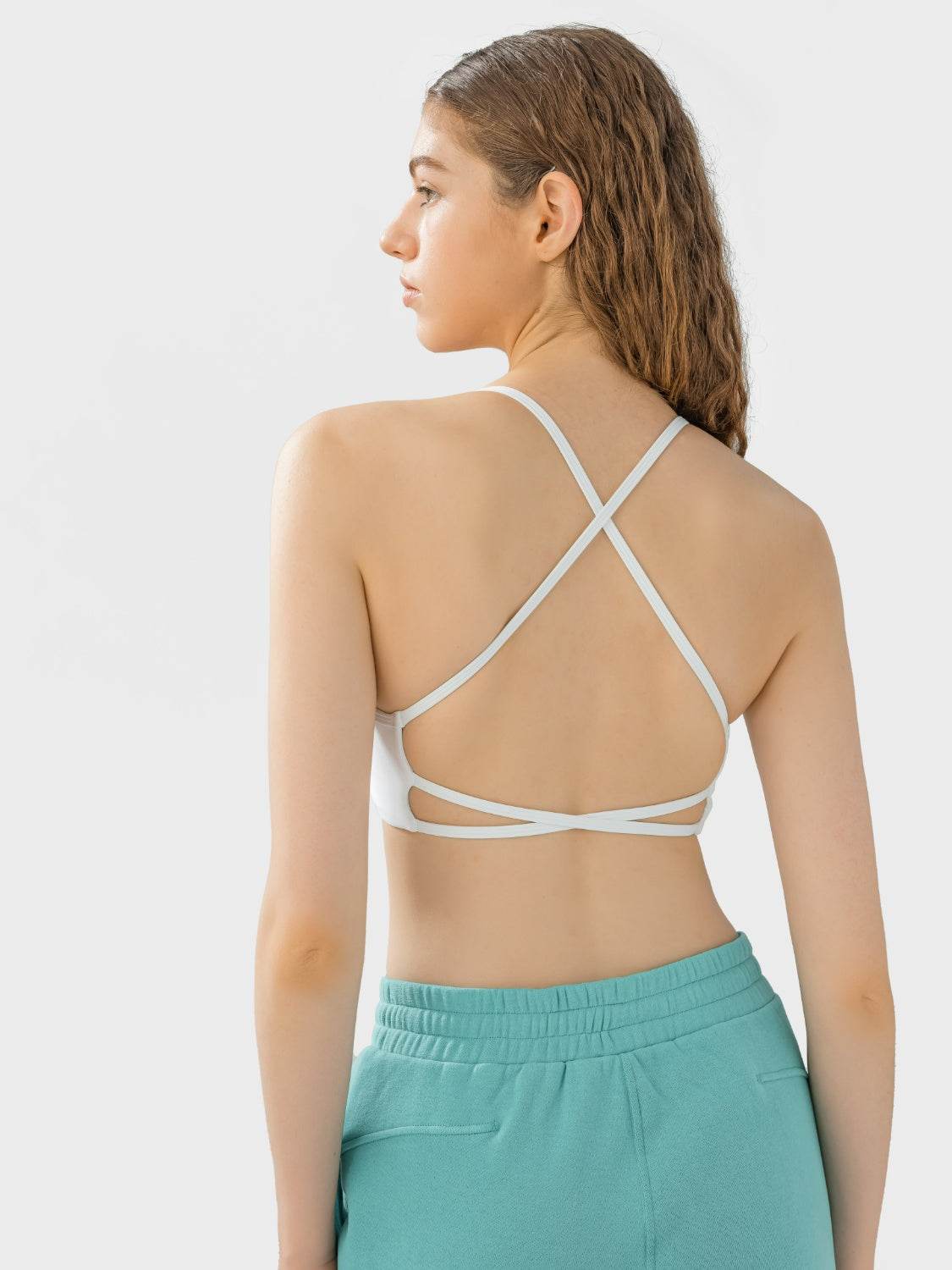 Millennia Crisscross Back Scoop Neck Active Cami with Detachable Chest Pads - Hovatok