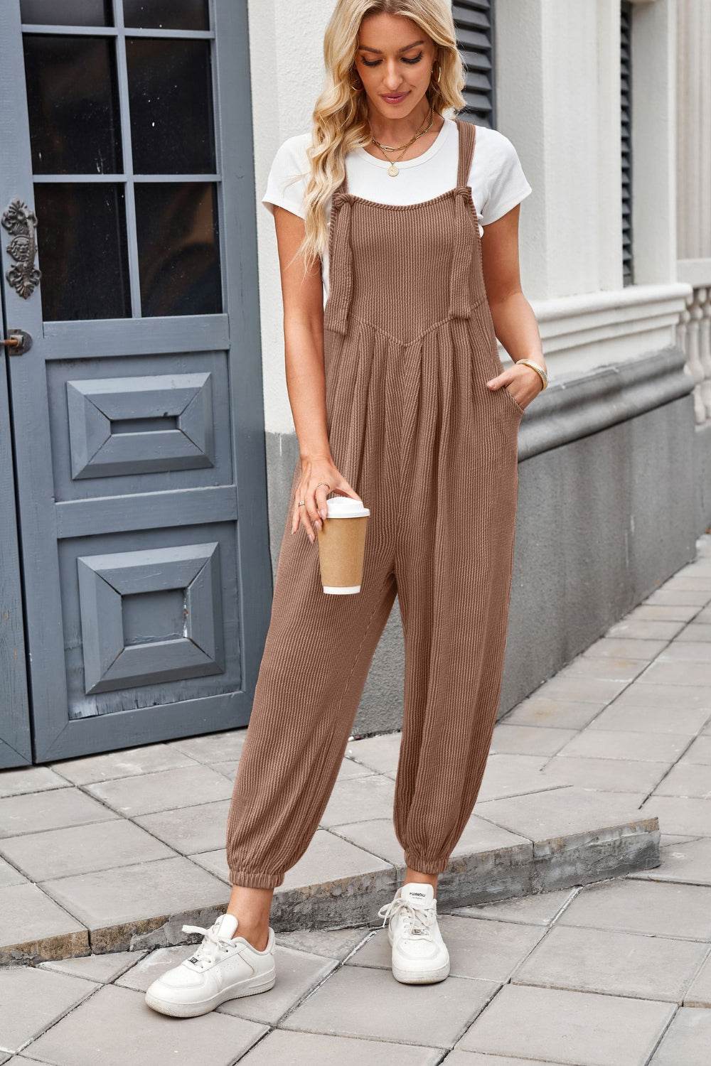 Lovelet Knotted Strap Overalls with Pockets - Hovatok
