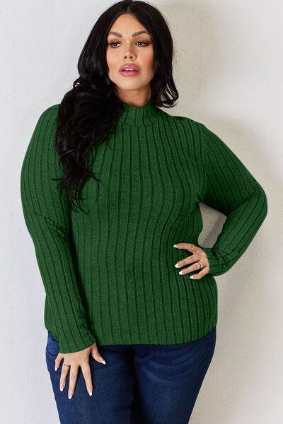 Basic Bae Full Size Ribbed Mock Neck Long Sleeve T-Shirt - Hovatok