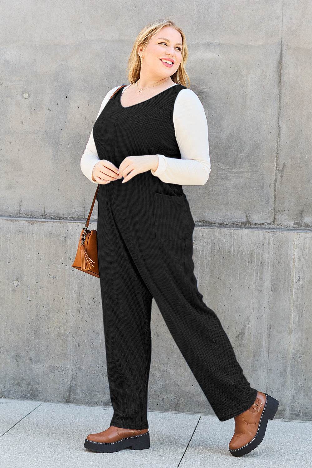 Double Take Full Size Sleeveless Straight Jumpsuit - Hovatok