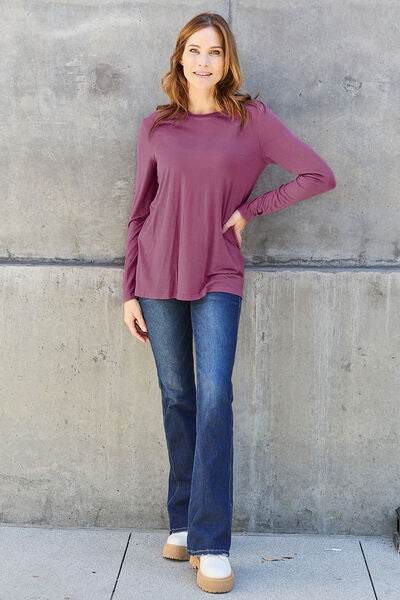 Basic Bae Full Size Round Neck Long Sleeve Top - Hovatok