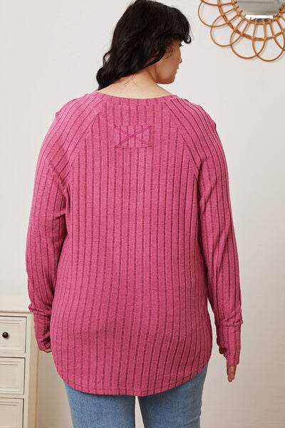 Basic Bae Full Size Ribbed Thumbhole Sleeve T-Shirt - Hovatok