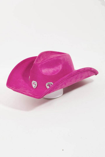 Fame Rhinestone Pave Heart Cowboy Hat - Hovatok
