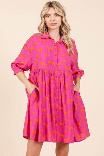 Mittoshop Zebra Print Button Down Shirt Mini Dress - Hovatok