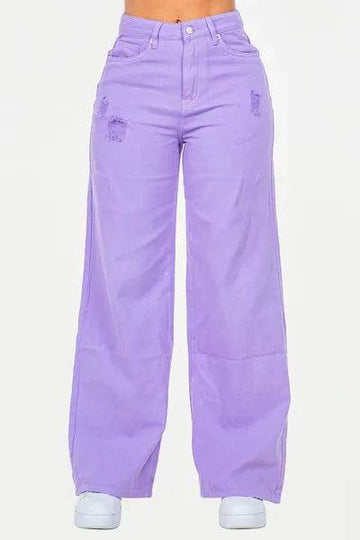 American Bazi High Waist Distressed Wide Leg Jeans - Hovatok