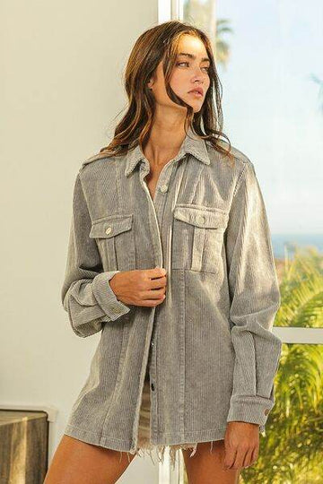BiBi Button Up Corduroy Shacket - Hovatok