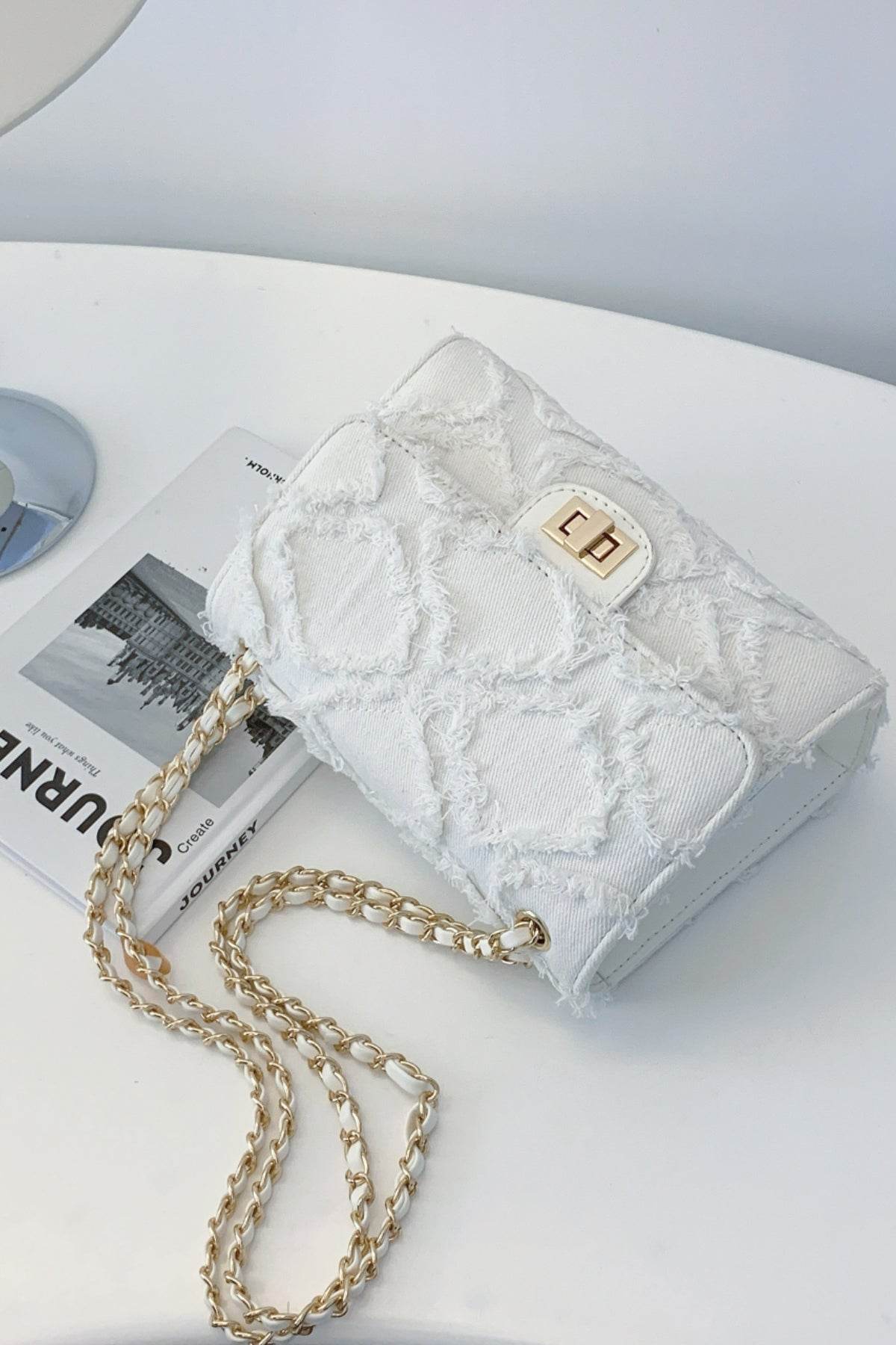 Raw Hem Denim Crossbody Bag - Hovatok