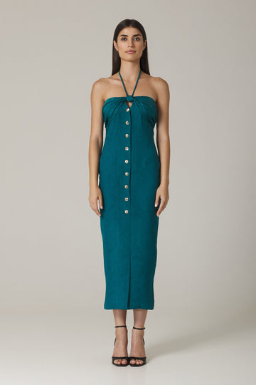 CHLOE STRAPLESS DRESS IN CAPRI BLUE