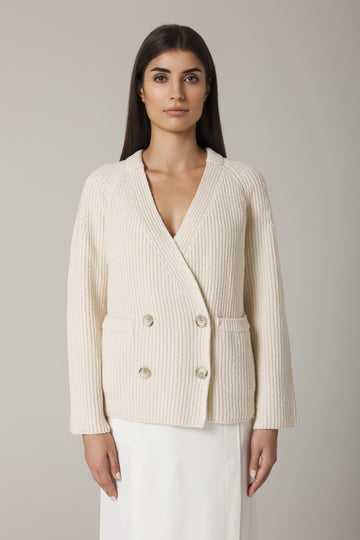 FLORIN DOUBLE BREASTED CARDIGAN IN IVORY