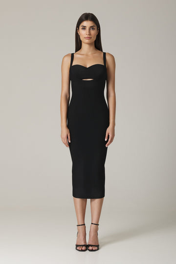 DITA BODY CONTOURING KNIT DRESS IN BLACK
