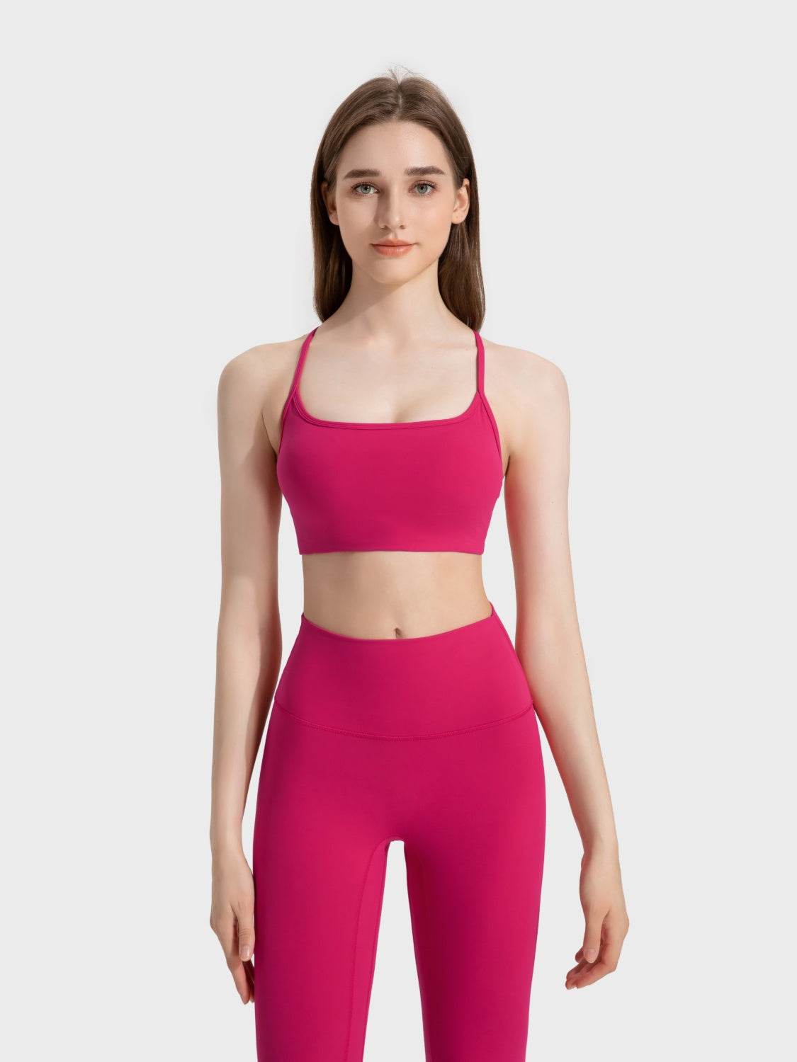 Millennia Crisscross Back Scoop Neck Active Cami with Detachable Chest Pads - Hovatok
