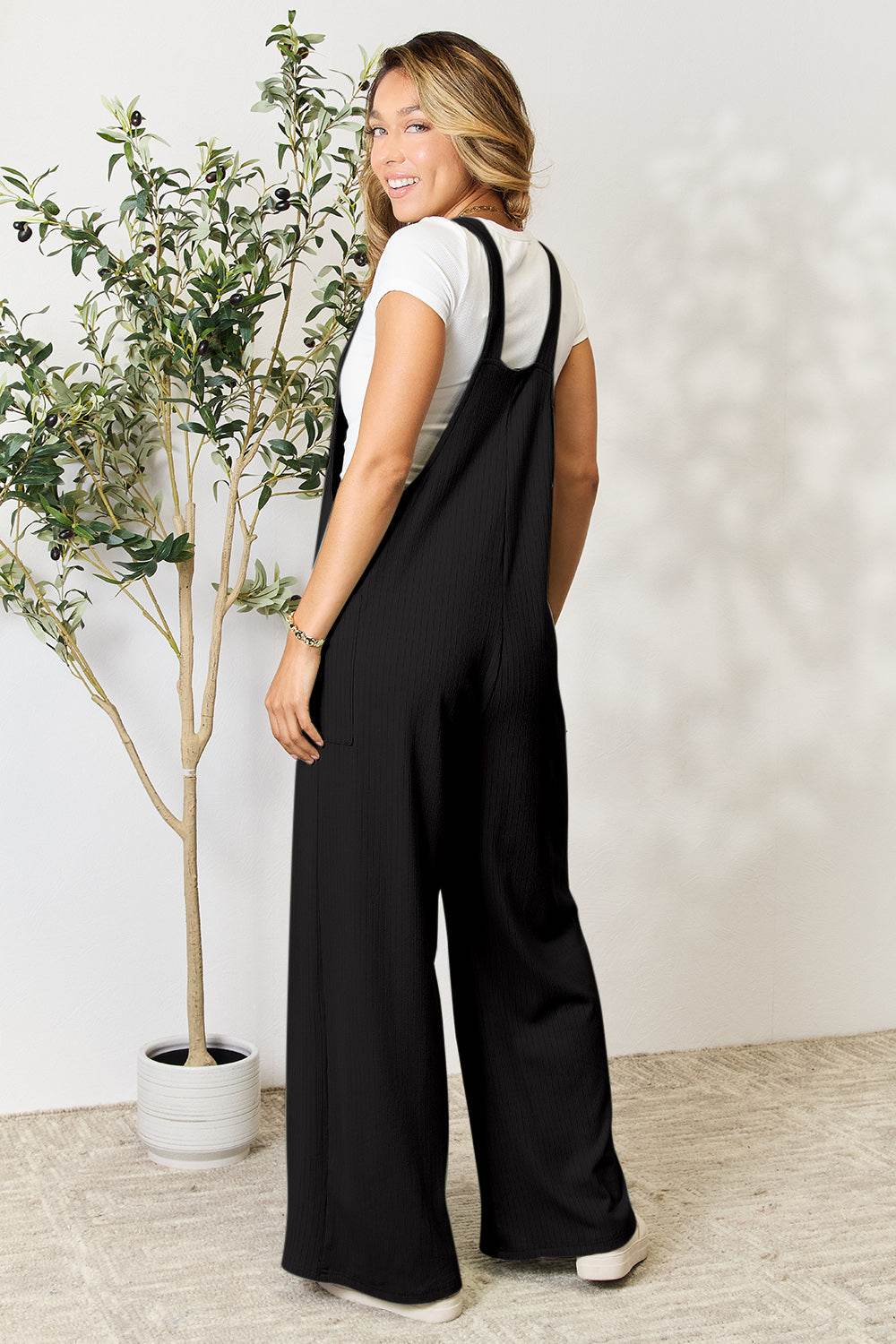 Double Take Full Size Wide Strap Overall with Pockets - Hovatok