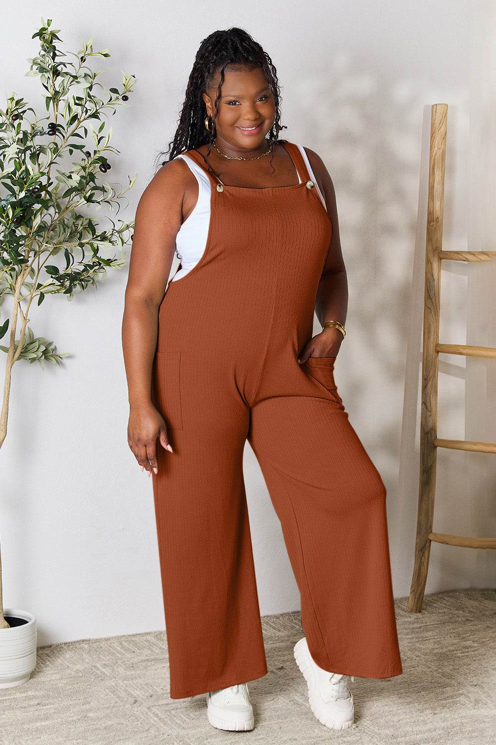 Double Take Full Size Wide Strap Overall with Pockets - Hovatok