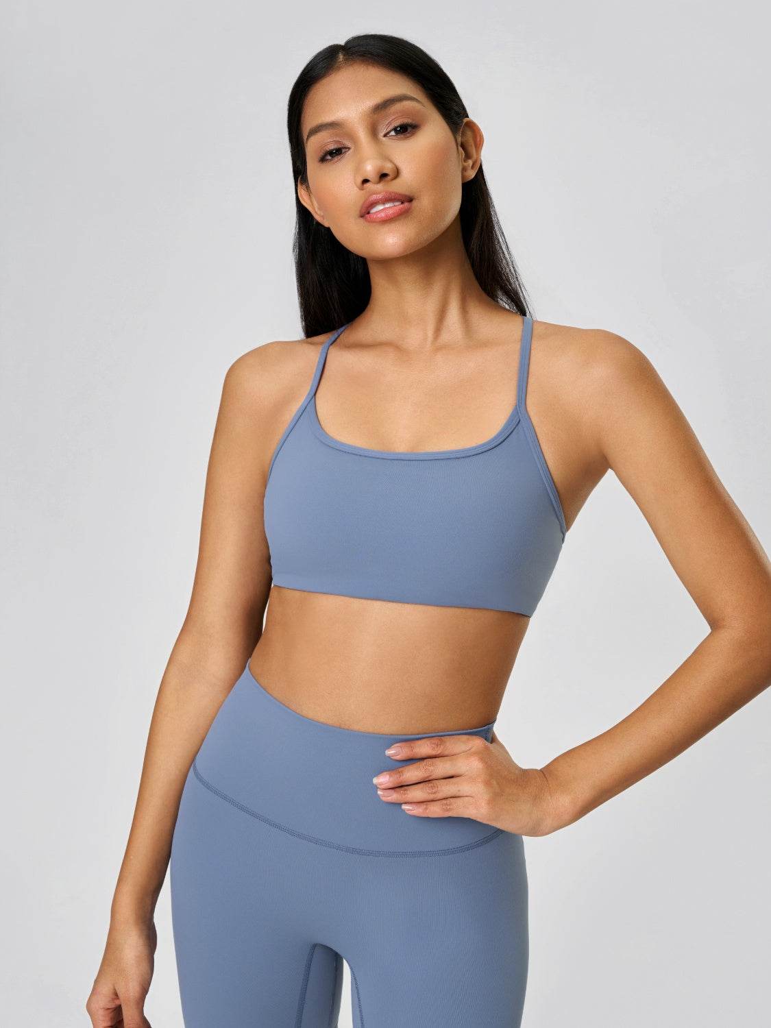 Millennia Crisscross Back Scoop Neck Active Cami with Detachable Chest Pads - Hovatok