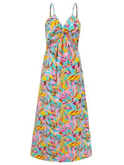 Twisted Printed V-Neck Cami Dress - Hovatok