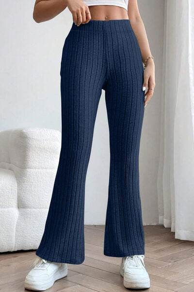 Basic Bae Full Size Ribbed High Waist Flare Pants - Hovatok