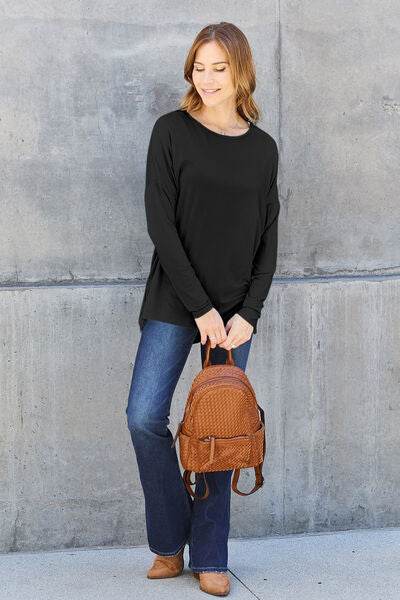 Basic Bae Full Size Round Neck Dropped Shoulder T-Shirt - Hovatok