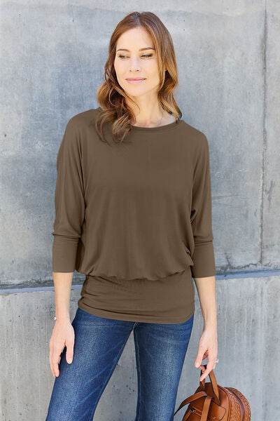 Basic Bae Full Size Round Neck Batwing Sleeve Top - Hovatok