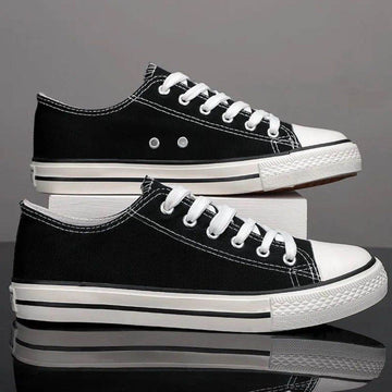 Lace Up Round Toe Canvas Sneakers - Hovatok