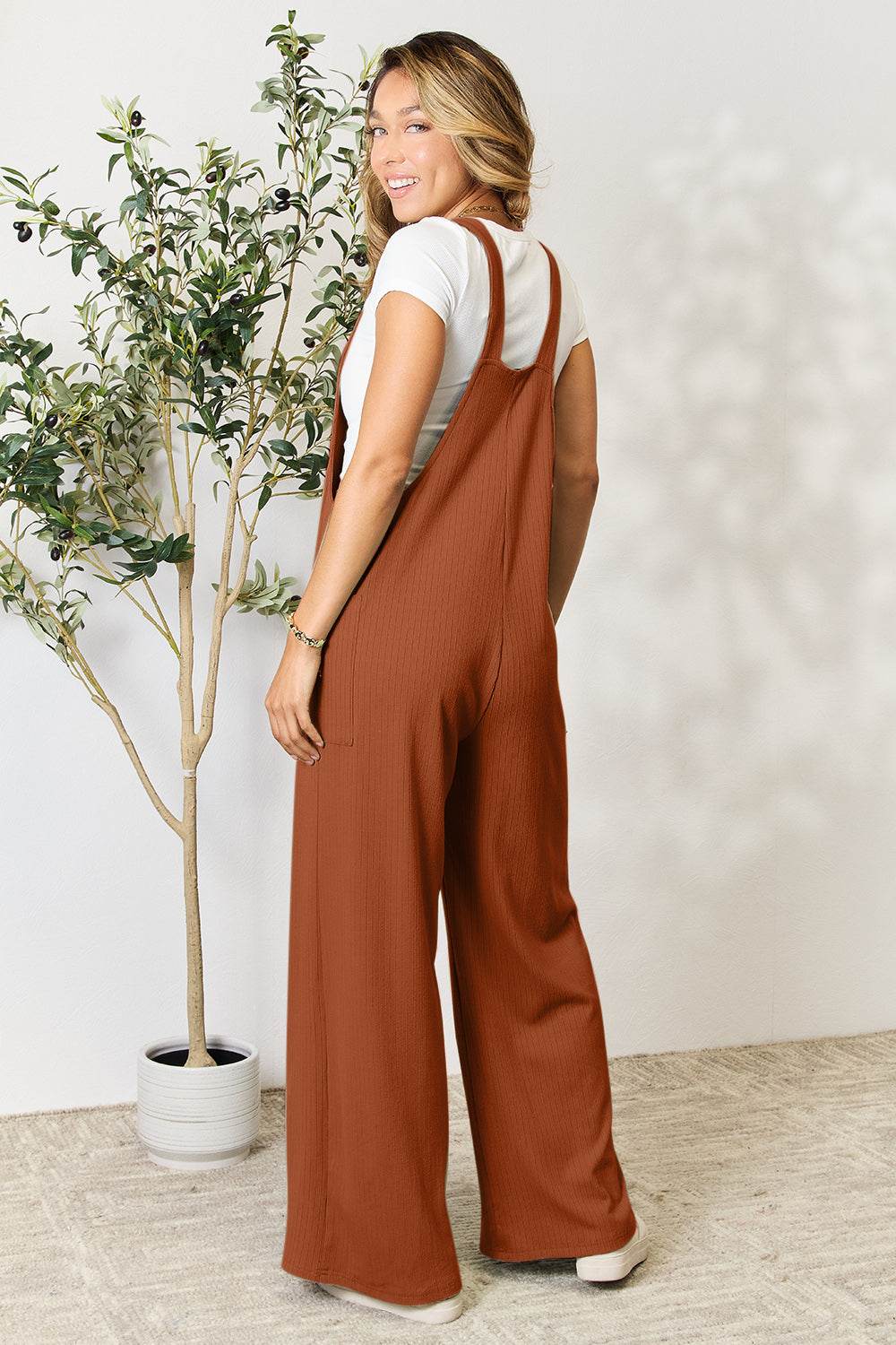 Double Take Full Size Wide Strap Overall with Pockets - Hovatok