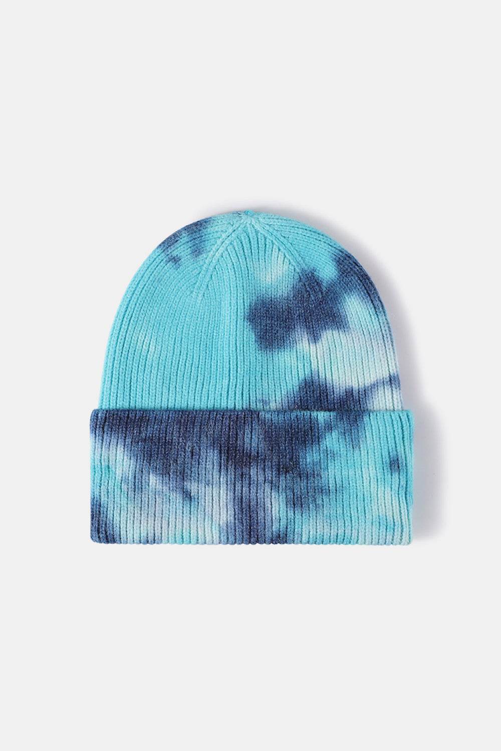 Tie-Dye Cuffed Rib-Knit Beanie Hat - Hovatok