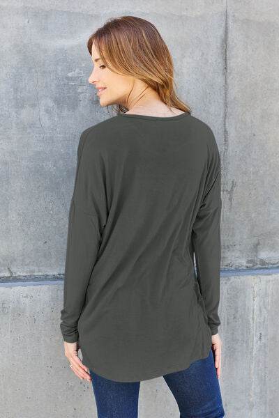 Basic Bae Full Size Round Neck Dropped Shoulder T-Shirt - Hovatok
