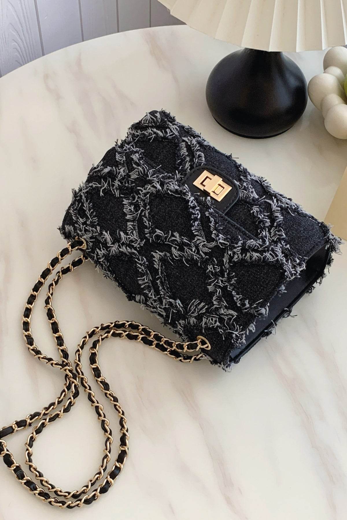 Raw Hem Denim Crossbody Bag - Hovatok
