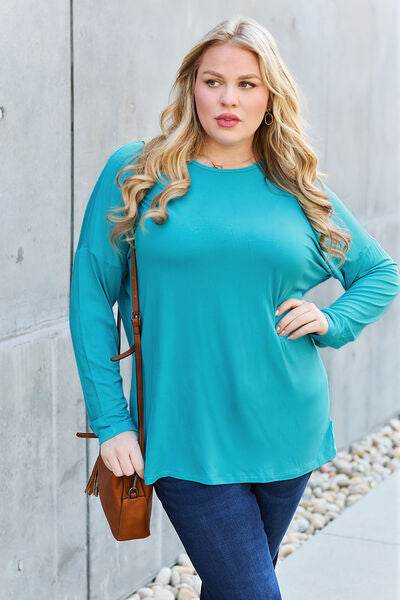 Basic Bae Full Size Round Neck Dropped Shoulder T-Shirt - Hovatok