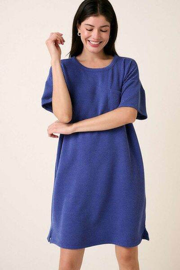 Mittoshop Urban Rib Knit Short Sleeve Tee Dress - Hovatok
