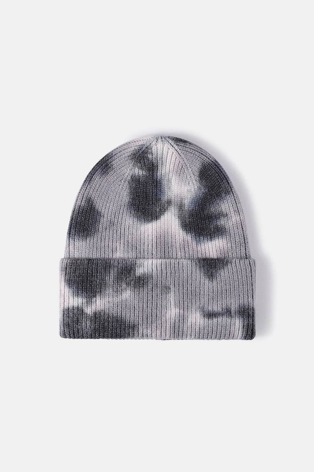 Tie-Dye Cuffed Rib-Knit Beanie Hat - Hovatok