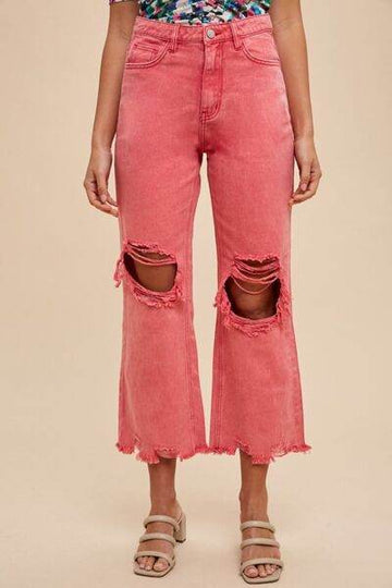 Annie Wear Distressed Raw Hem Jeans - Hovatok