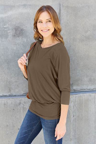 Basic Bae Full Size Round Neck Batwing Sleeve Top - Hovatok