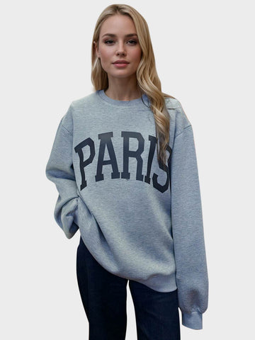 Basic Bae PARIS Round Neck Long Sleeve Air Scuba Sweatshirt - Hovatok
