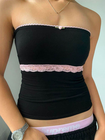 Devine Lace Detail Tube Top - Hovatok
