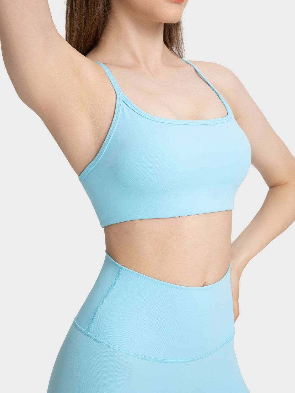 Millennia Crisscross Back Scoop Neck Active Cami with Detachable Chest Pads - Hovatok