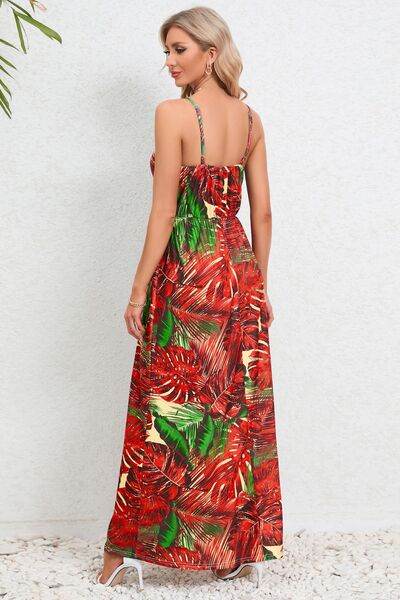 Printed Surplice Maxi Cami Dress - Hovatok