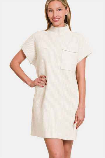 Zenana Short Sleeve Sweater Mini Dress - Hovatok