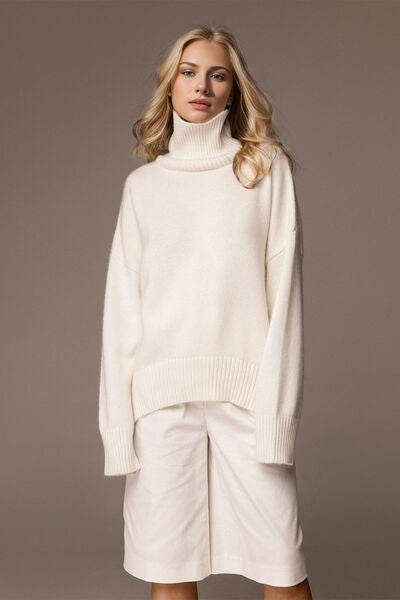 Basic Bae Turtleneck Dropped Shoulder Long Sleeve Sweater - Hovatok