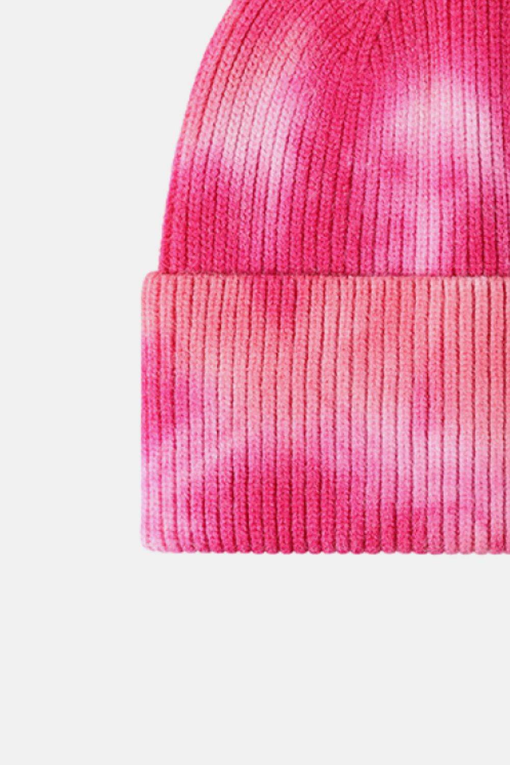 Tie-Dye Cuffed Rib-Knit Beanie Hat - Hovatok