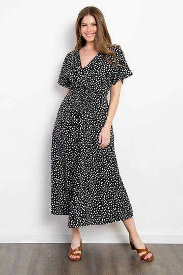 Be Stage Full Size Printed Smocked Waist Dress - Hovatok