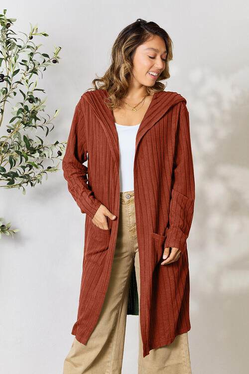 Basic Bae Full Size Hooded Sweater Cardigan - Hovatok