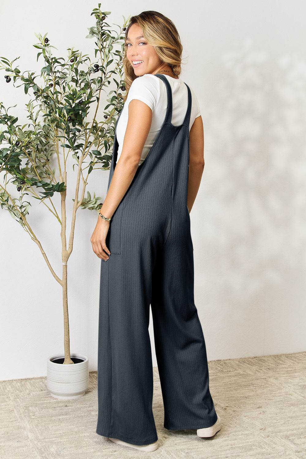 Double Take Full Size Wide Strap Overall with Pockets - Hovatok