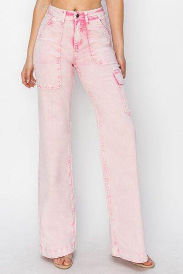 RISEN Full Size High Rise Cargo Pocket Jeans - Hovatok