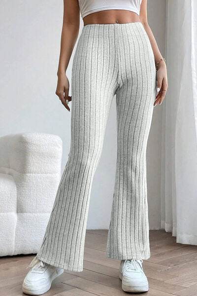 Basic Bae Full Size Ribbed High Waist Flare Pants - Hovatok
