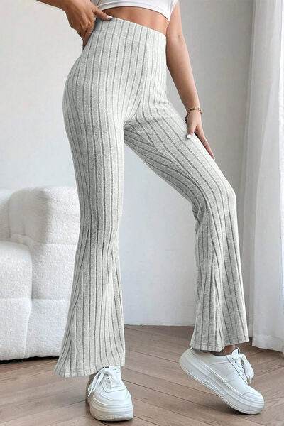 Basic Bae Full Size Ribbed High Waist Flare Pants - Hovatok