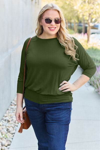 Basic Bae Full Size Round Neck Batwing Sleeve Top - Hovatok