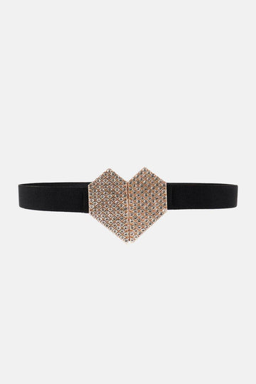Rhinestone Heart Buckle Elastic Belt - Hovatok