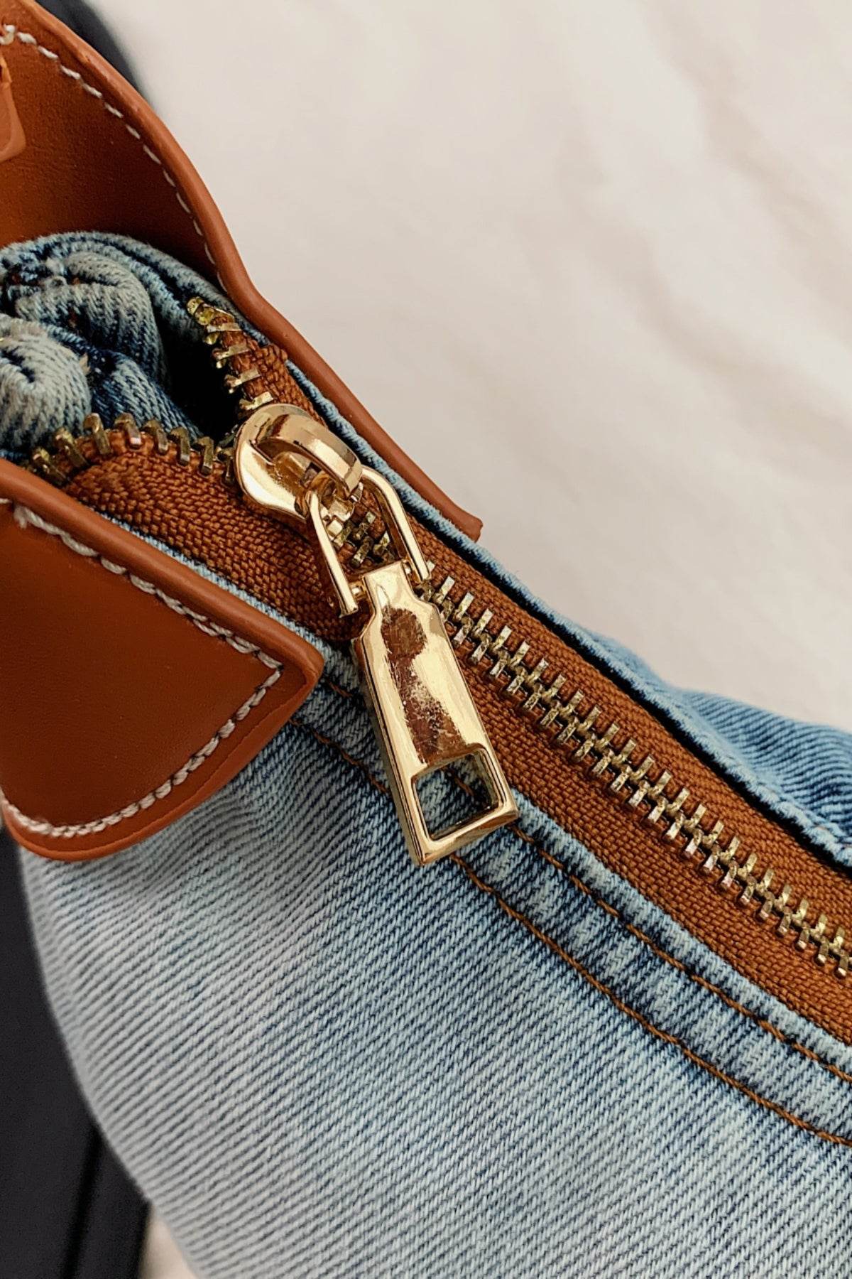 Contrast Denim Shoulder Bag - Hovatok