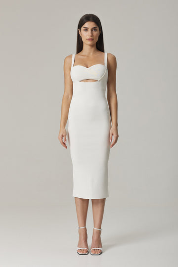 DITA BODY CONTOURING KNIT DRESS IN SUGAR