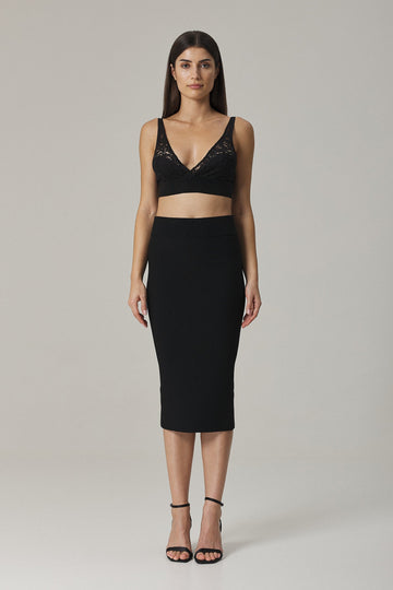 NAOMI CONTOURING KNIT PENCIL SKIRT IN BLACK